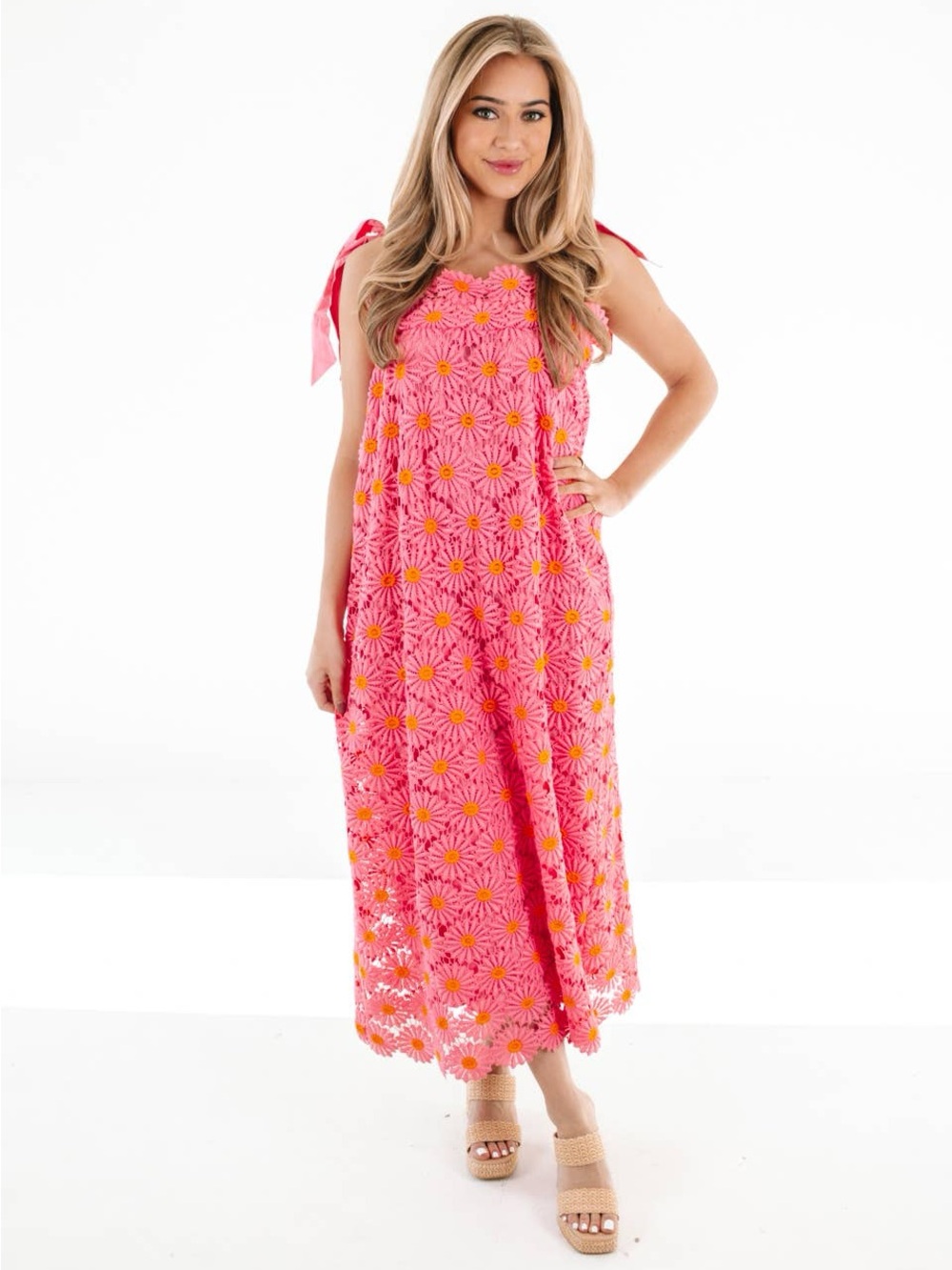 Pink Daisy-Print Sundress Dress - Brand J. Marie